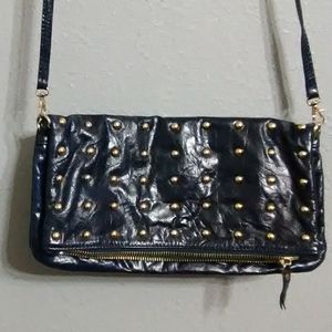 Joseph Charles Navy Studded Clutch Crossbody